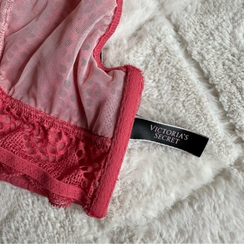 Victoria Secret | Pink Lace Mesh Very Sexy Bralette | Size Large - Picture 10 of 12